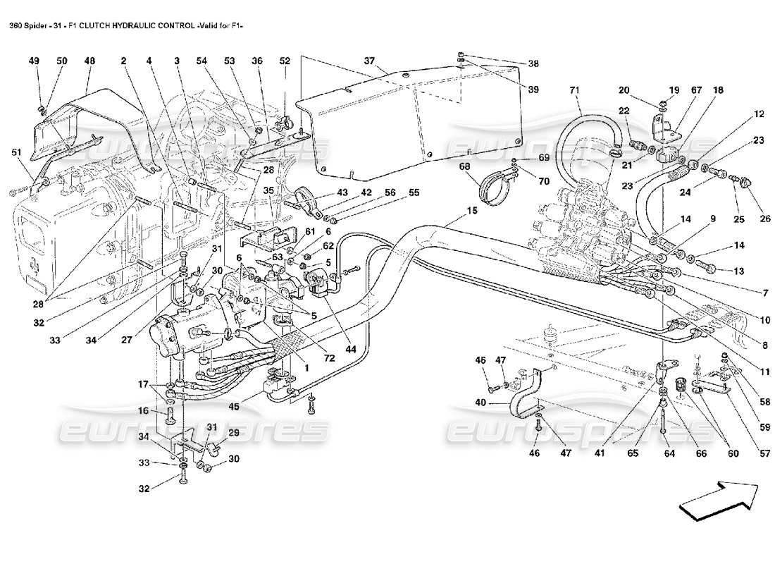 Ferrari 360 Spider F1 Clutch Hydraulic Control Parts Diagram