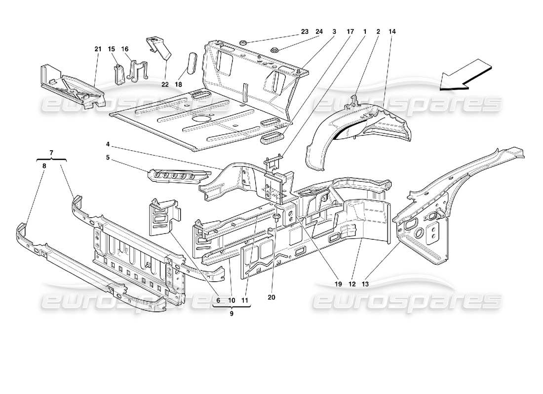 Ferrari 355 (2.7 Motronic) Front Part Structures Part Diagram
