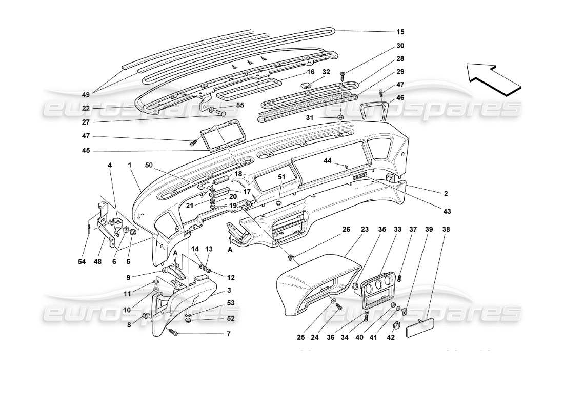 Ferrari 355 (2.7 Motronic) DASHBOARD Part Diagram