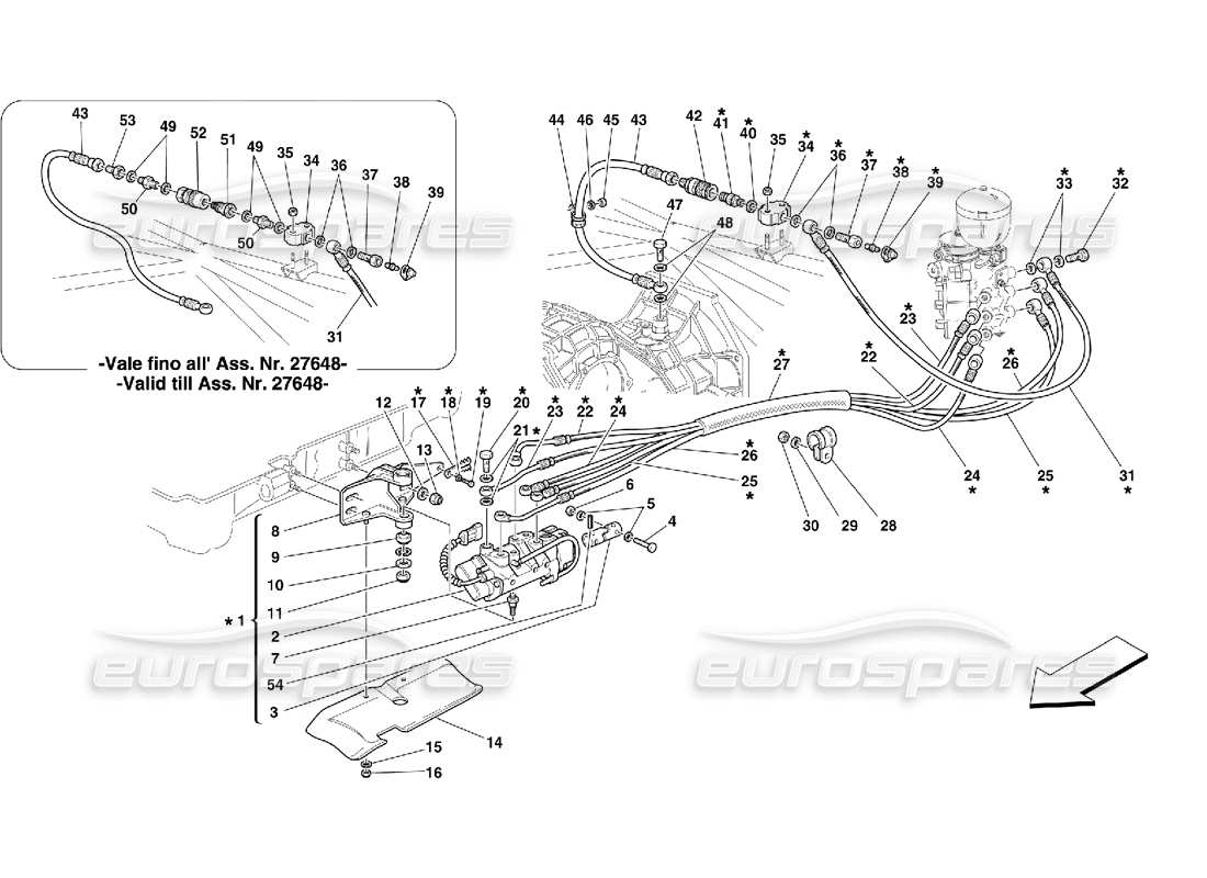 Ferrari 355 (5.2 Motronic) F1 Clutch Hydraulic Control Parts Diagram