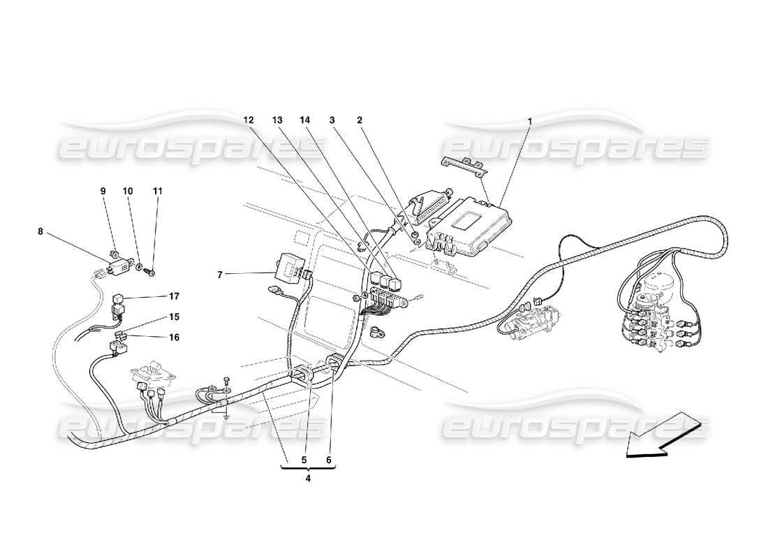Ferrari 355 (5.2 Motronic) Electronic Gearbox Control Parts Diagram
