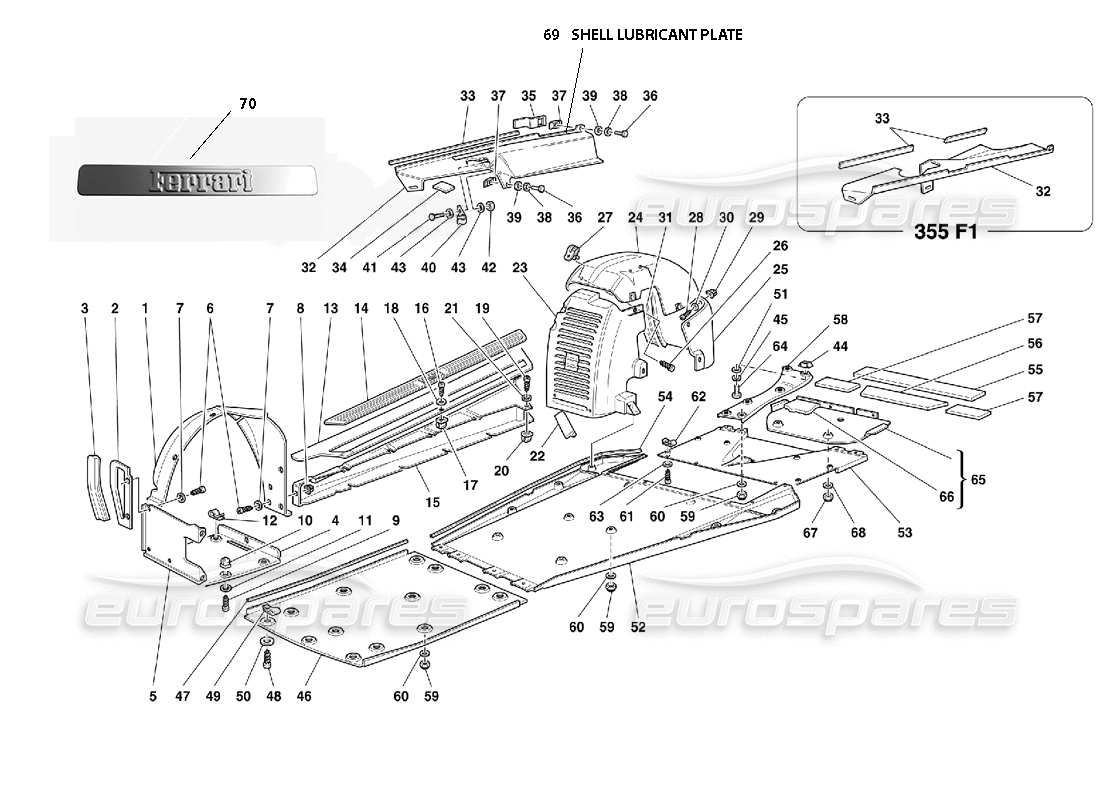 Ferrari 355 (5.2 Motronic) Body - Shield and Wheelhouses Parts Diagram