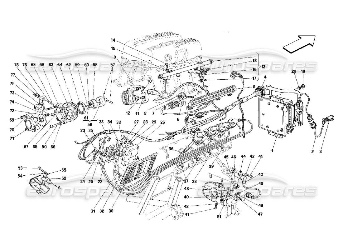 Ferrari 348 (2.7 Motronic) air injection - ignition Parts Diagram
