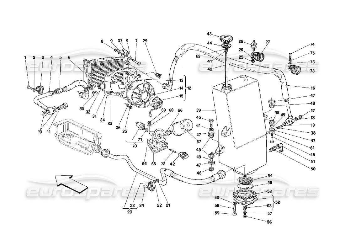 Ferrari 348 (2.7 Motronic) Lubrication System Parts Diagram