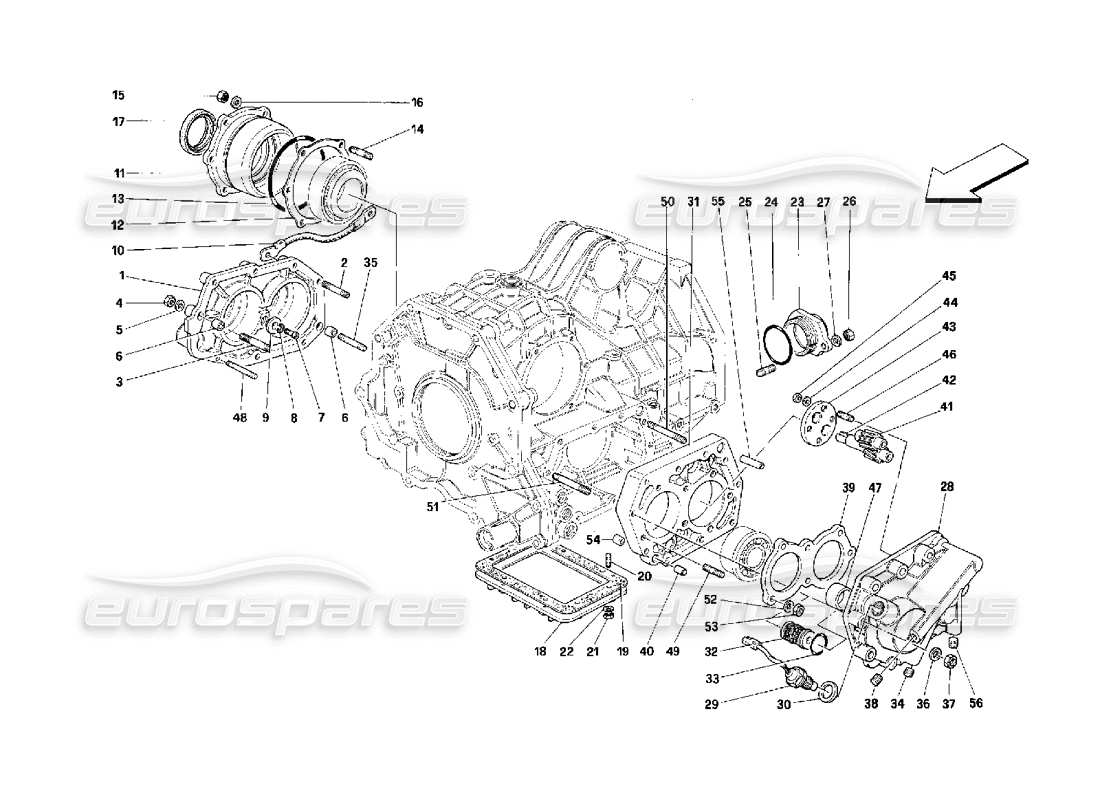 Ferrari 348 (2.7 Motronic) Gearbox Covers Parts Diagram