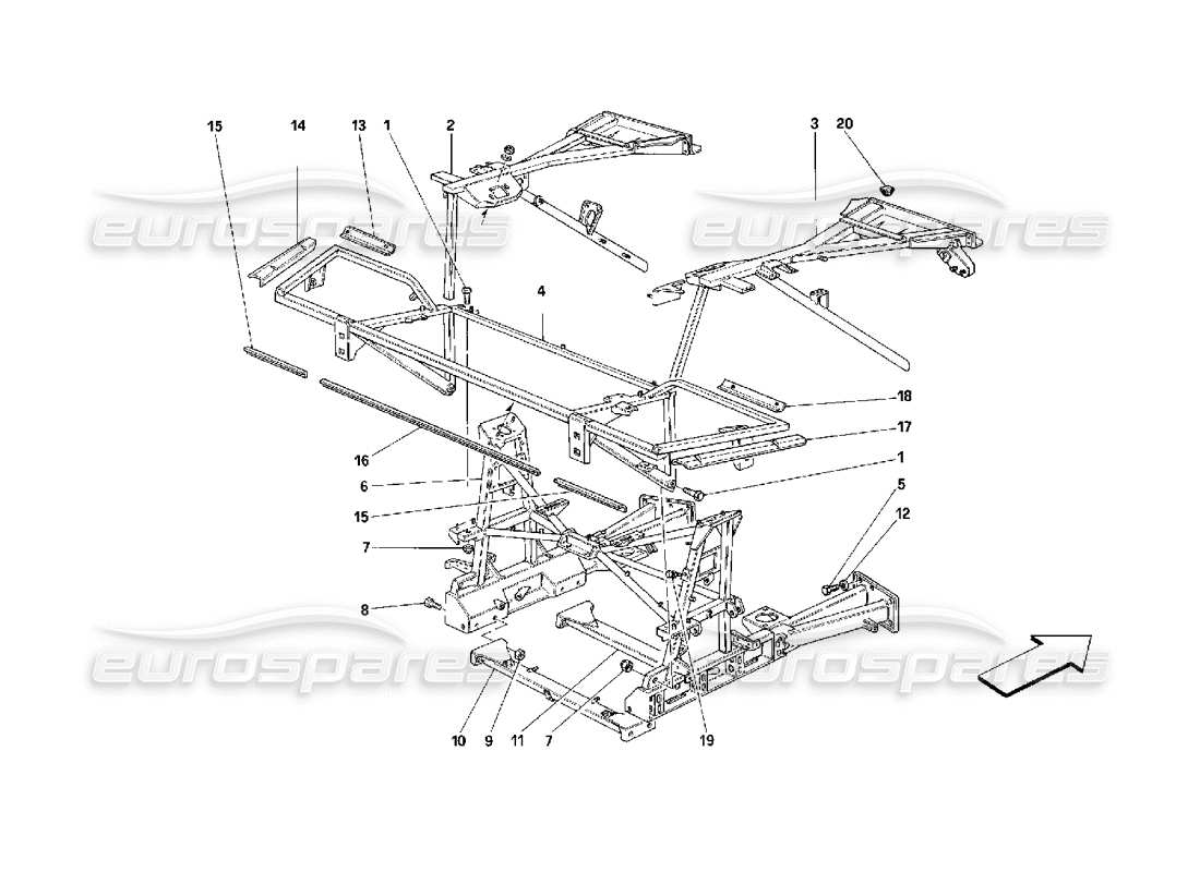 Ferrari 348 (2.7 Motronic) Frame - Rear Part Elements Parts Diagram