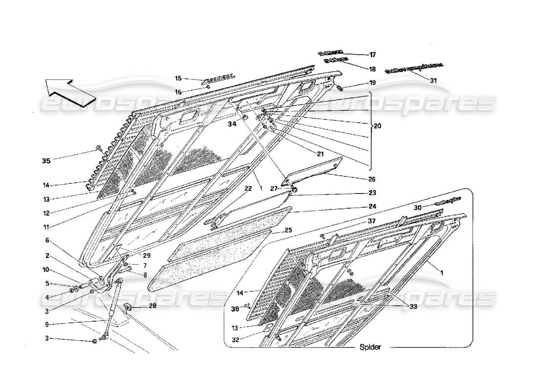 Ferrari 348 (2.7 Motronic) Rear Hood Parts Diagram