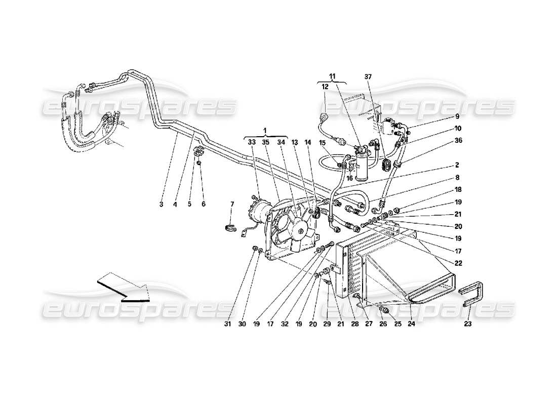 Ferrari 348 (2.7 Motronic) air conditioning system Parts Diagram
