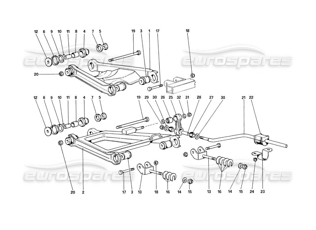 Ferrari 328 (1985) Rear Suspension - Wishbones Parts Diagram