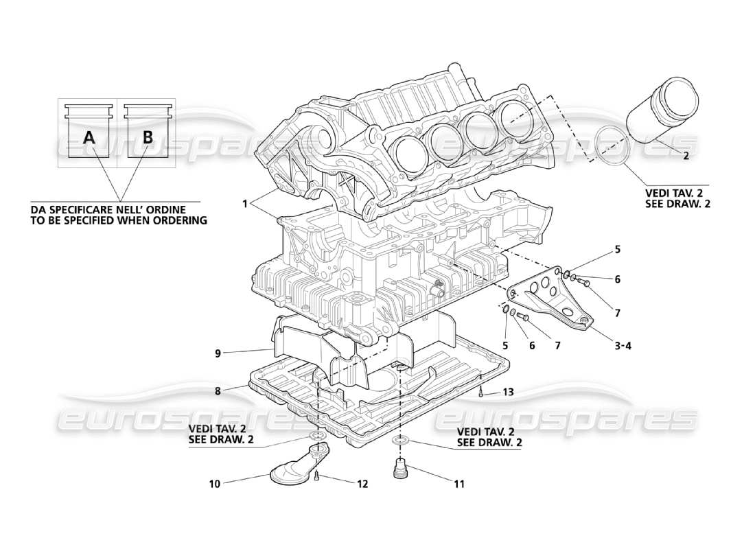 Maserati 3200 GT/GTA/Assetto Corsa Engine Block & Oil Sump Parts Diagram