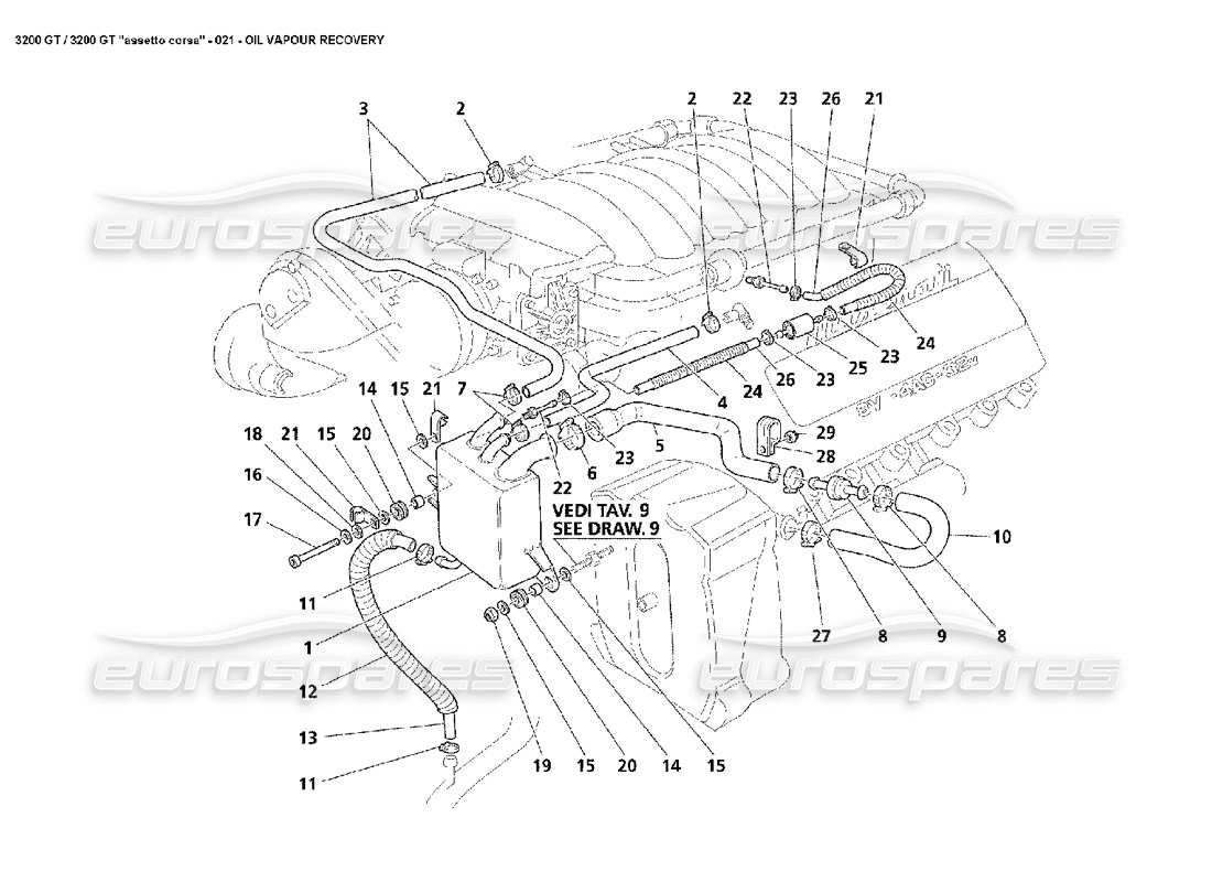 Maserati 3200 GT/GTA/Assetto Corsa Oil Vapour Recovery Part Diagram