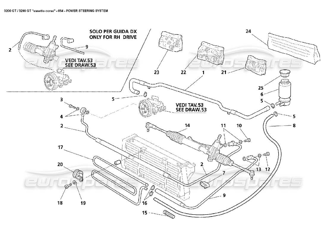 Maserati 3200 GT/GTA/Assetto Corsa Power Steering System Parts Diagram