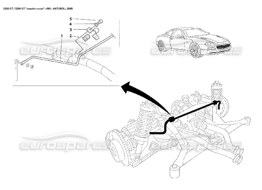 Maserati 3200 GT/GTA/Assetto Corsa Rear Anti-Roll Bar Part Diagram