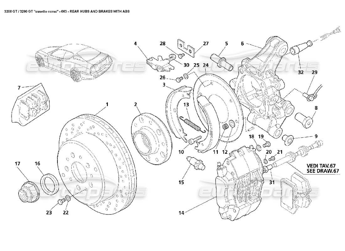 3200 GT/GTA/Assetto Corsa Rear Hubs & ABS Brakes Parts (063)