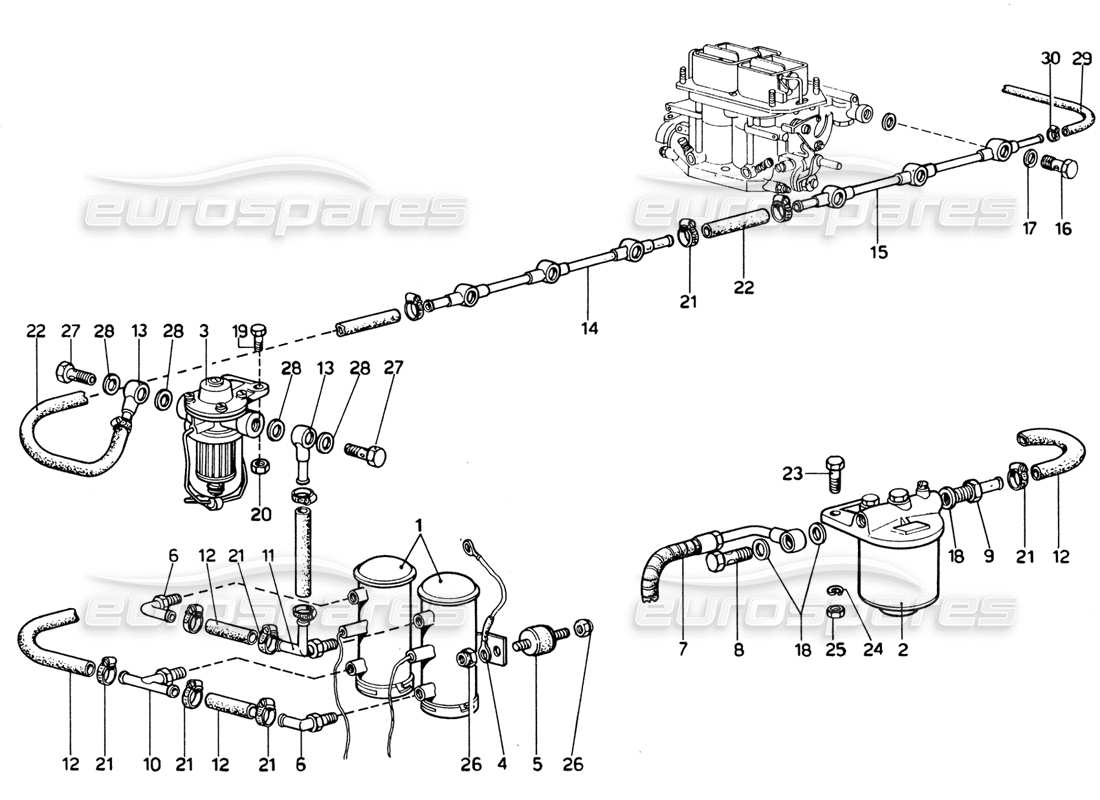Ferrari 365 GTB4 Daytona (1969) Fuel Pumps & Fuel Pipes Parts Diagram