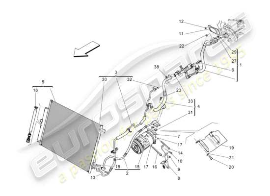 a part diagram from the Maserati Quattroporte (2018) parts catalogue