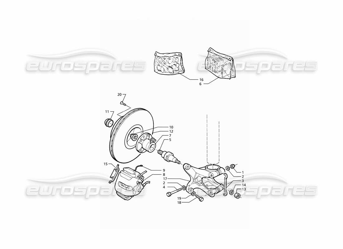 Maserati Ghibli 2.8 (ABS) Hubs and Front Brakes With A.B.S. Parts Diagram