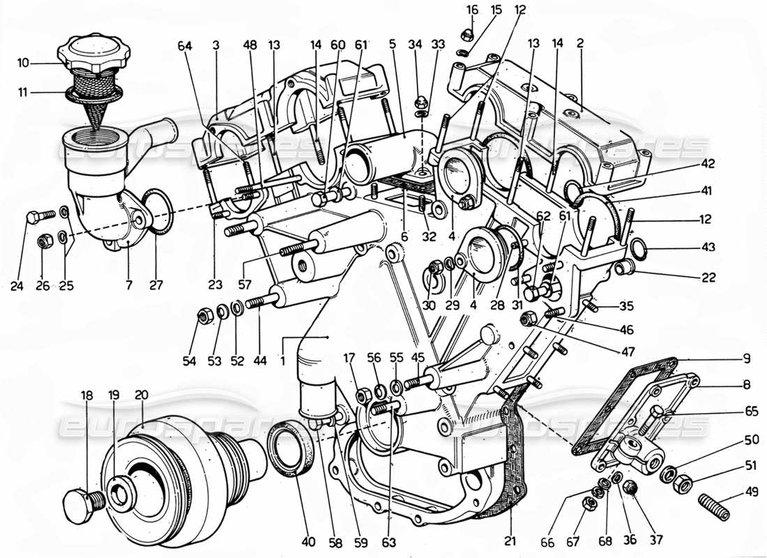 Ferrari 365 GTC4 (Mechanical) Timing chest cover - Revision Parts Diagram