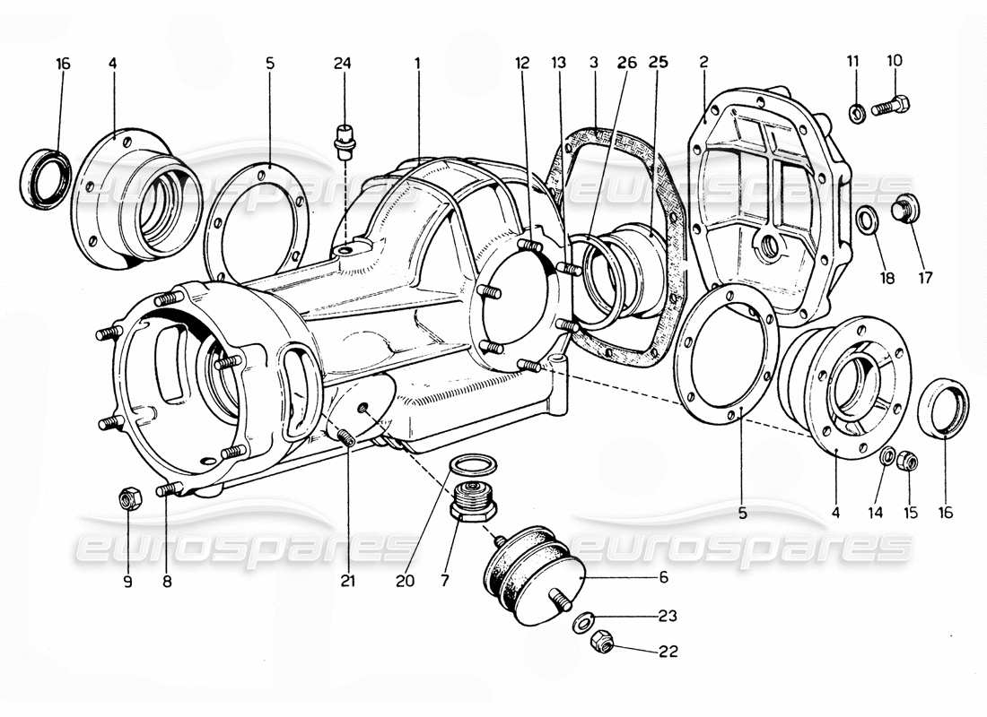 Ferrari 365 GTC4 (Mechanical) SCATOLA DIFFERENZIALE Parts Diagram