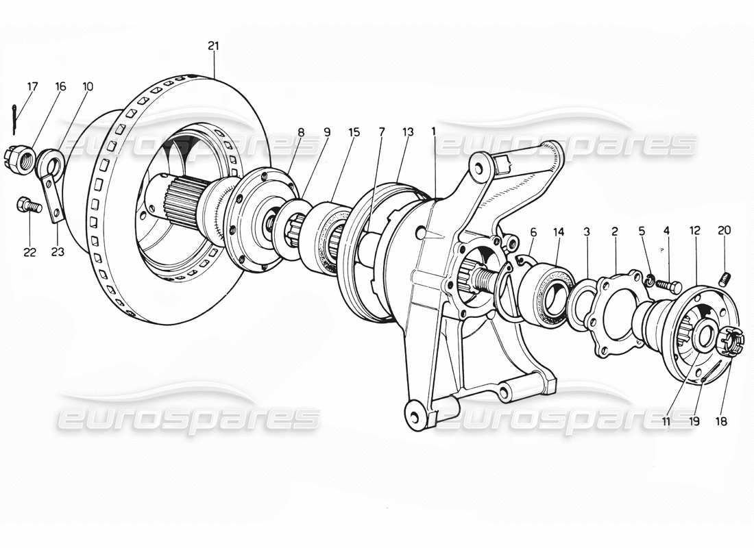 Ferrari 365 GTC4 (Mechanical) Rear suspension & brake disc Parts Diagram