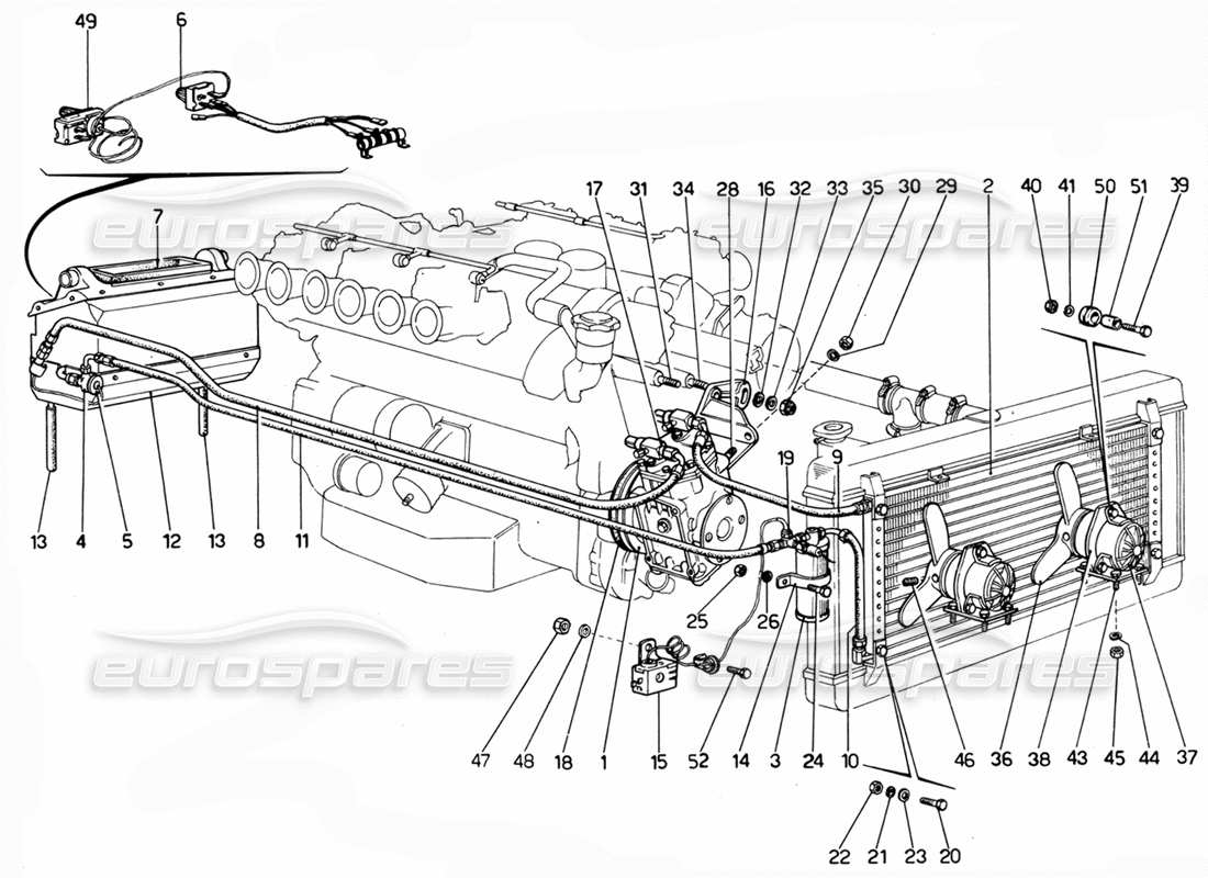 Ferrari 365 GTC4 (Mechanical) Air condition system - Revision Parts Diagram