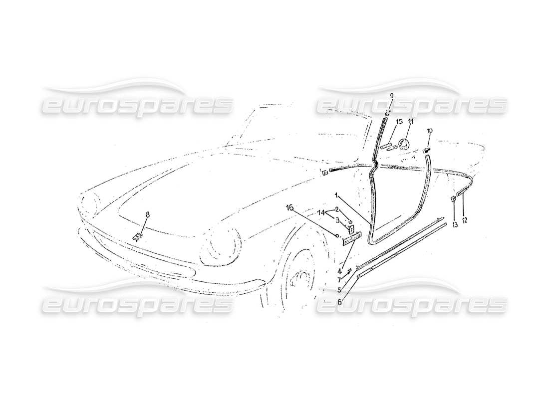 Ferrari 275 (Pininfarina Coachwork) Gruppo Guernizioni Esterne Parts Diagram