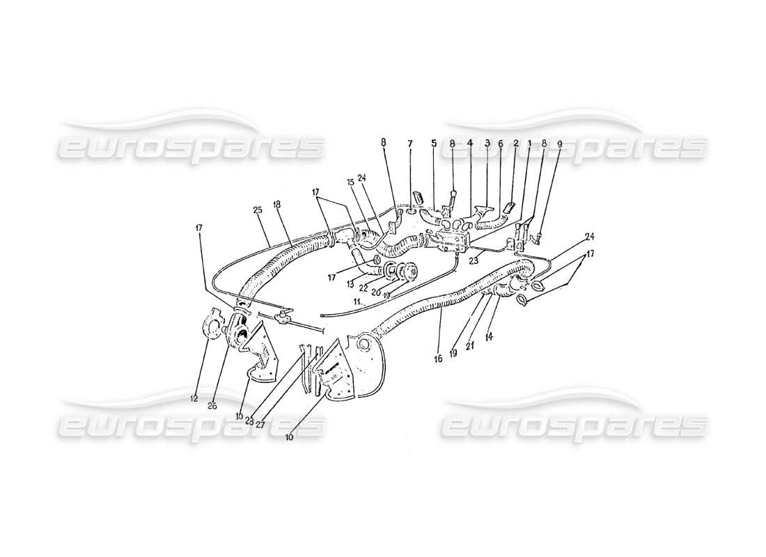 Ferrari 275 (Pininfarina Coachwork) Heating and ventilation group Parts Diagram