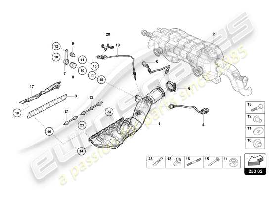 a part diagram from the Lamborghini Evo Spyder (2021) parts catalogue