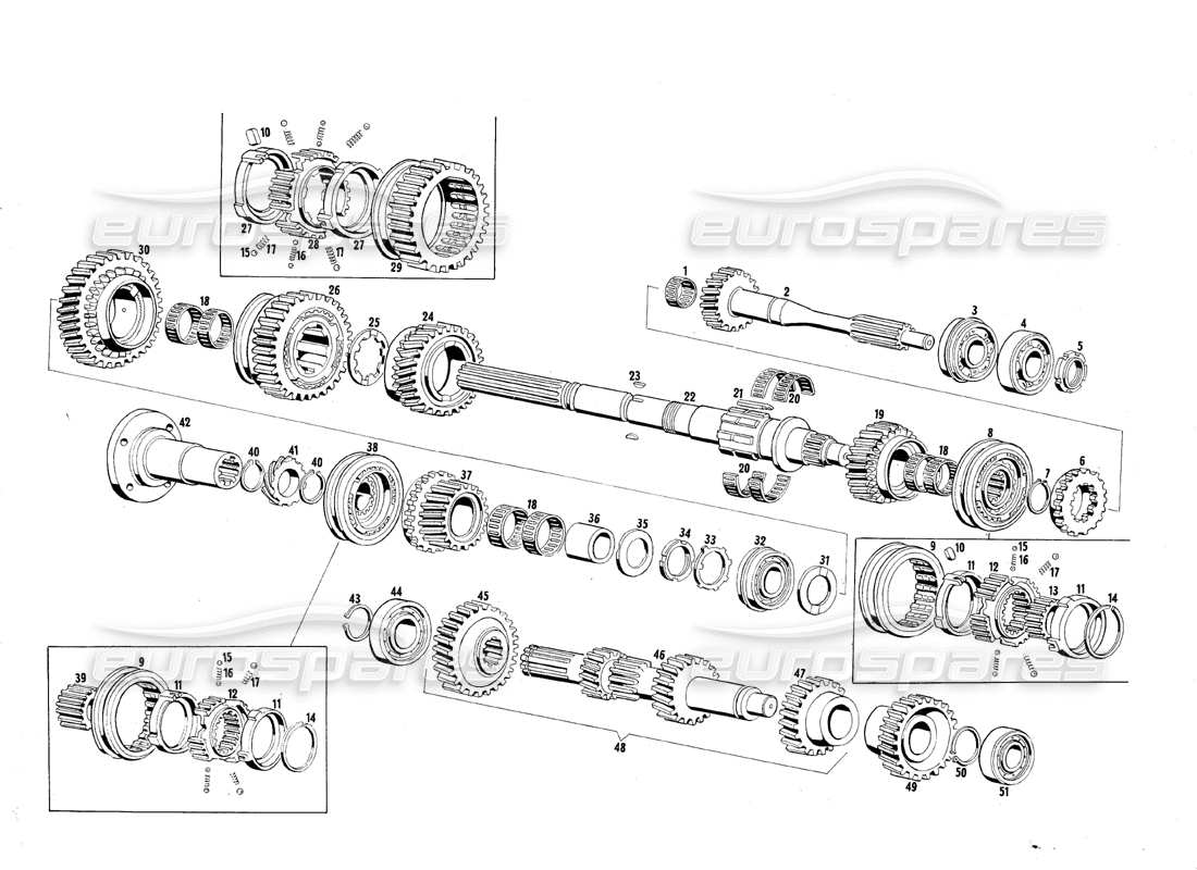Maserati QTP.V8 4.7 (S1 & S2) 1967 Transmission Gears Parts Diagram