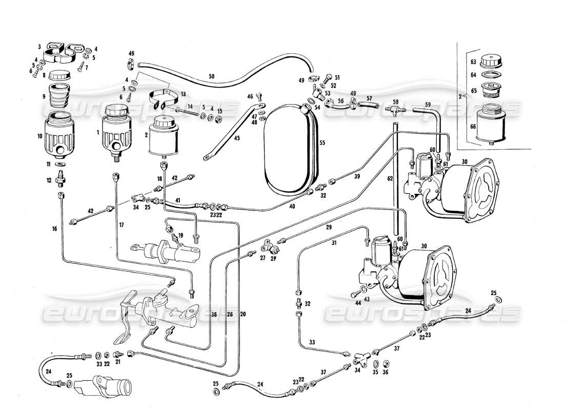 Maserati QTP.V8 4.7 (S1 & S2) 1967 Brake Control Parts Diagram