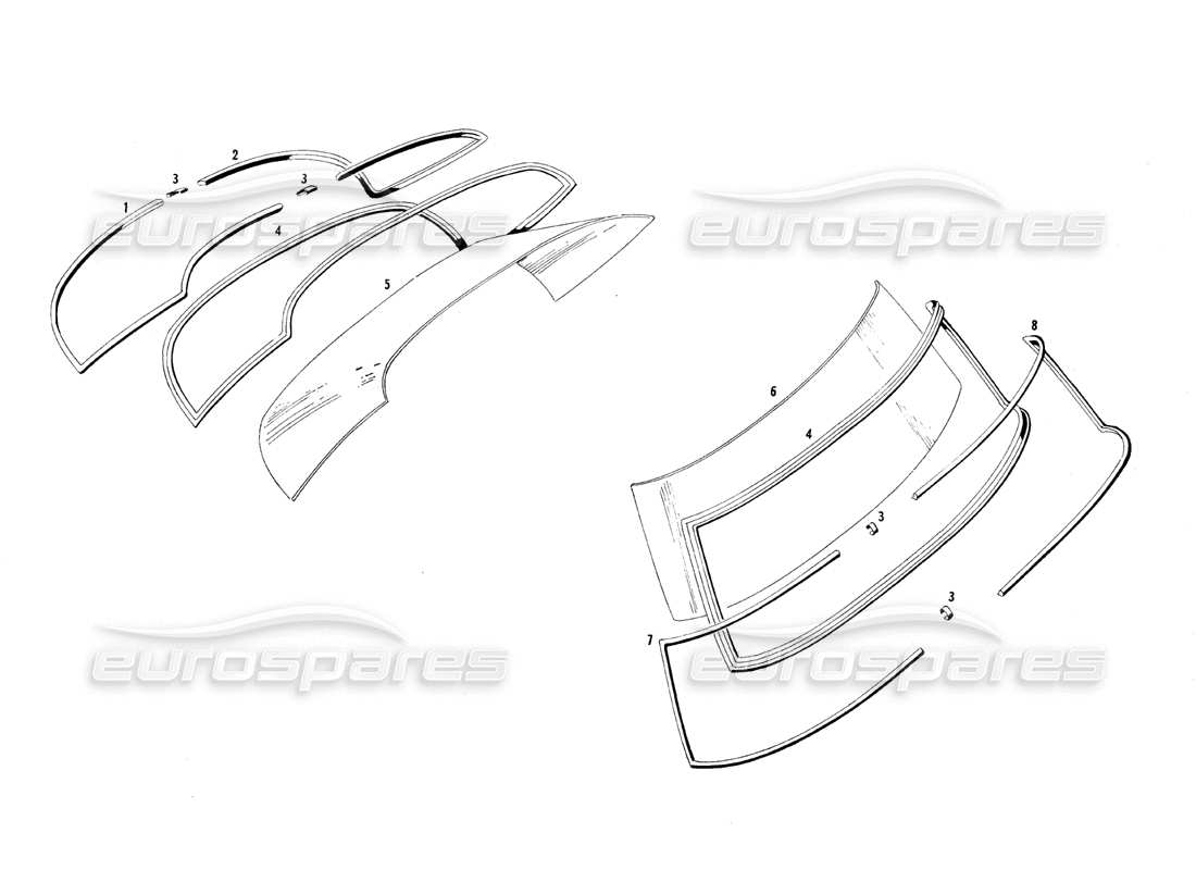 Maserati QTP.V8 4.7 (S1 & S2) 1967 Window Assembly Parts Diagram