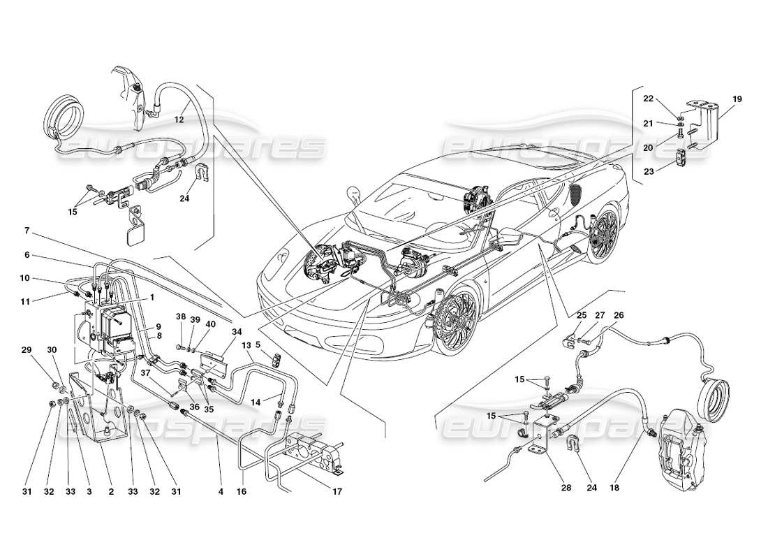 Ferrari 430 Challenge (2006) Brake System Parts Diagram