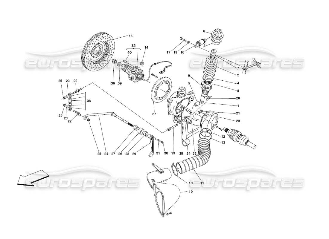 Ferrari 430 Challenge (2006) Rear Suspension - shock absorber & brake disc Parts Diagram