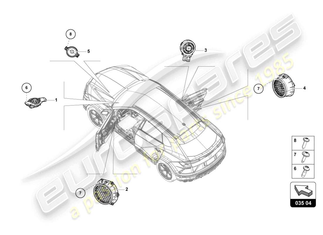 Lamborghini Urus (2019) electrical parts for audio system Part Diagram