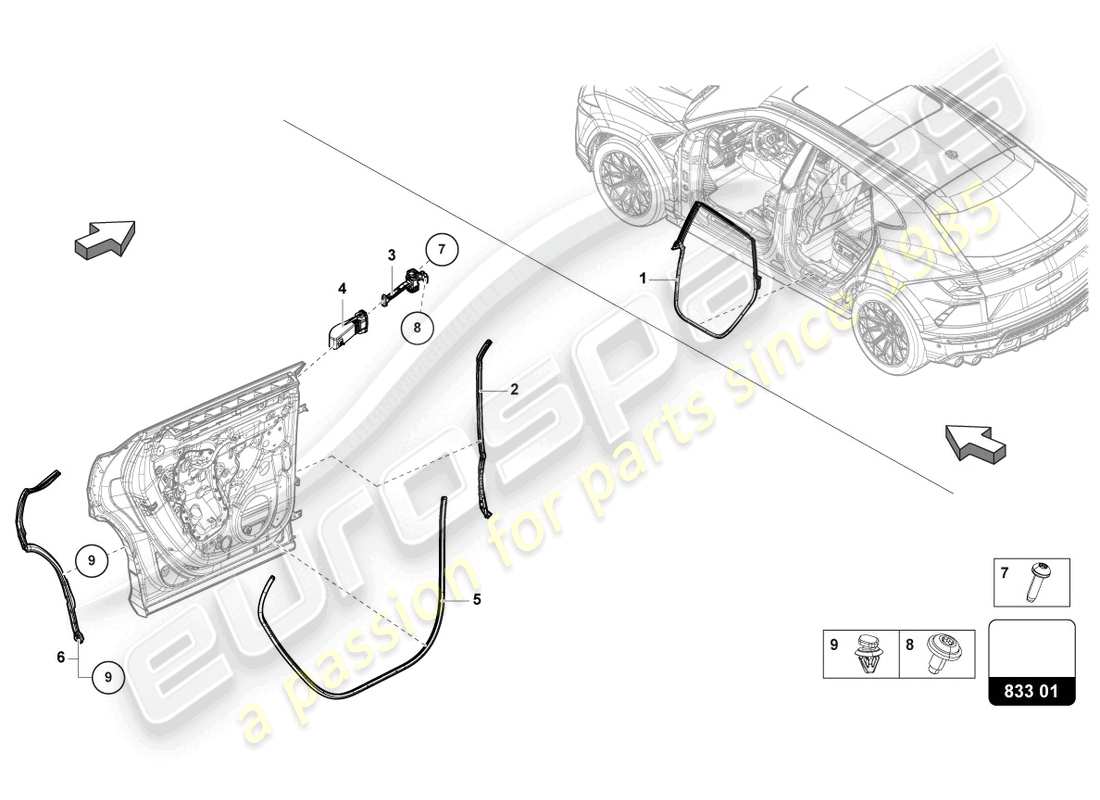 Lamborghini Urus (2019) DOOR SEAL REAR Part Diagram