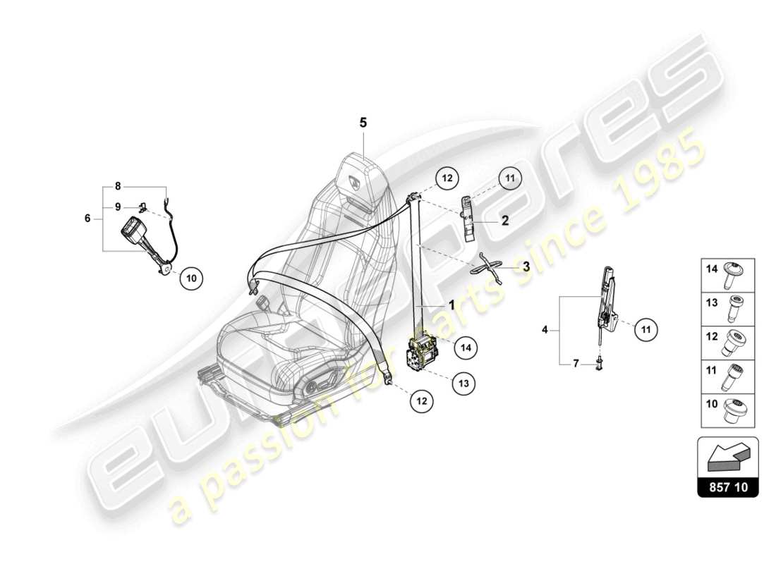 Lamborghini Urus (2019) THREE-POINT SAFETY BELT FRONT Part Diagram