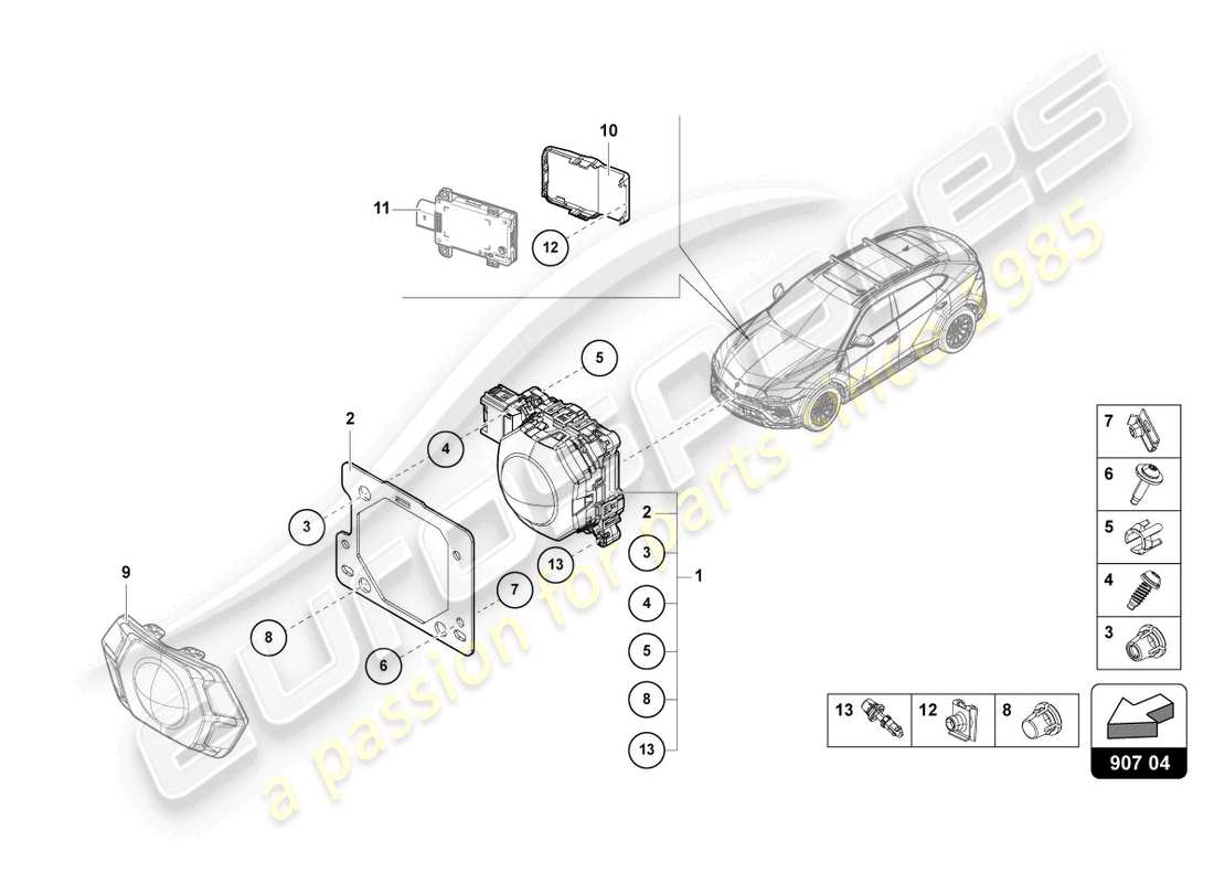 Lamborghini Urus (2019) RADAR SENSOR Part Diagram