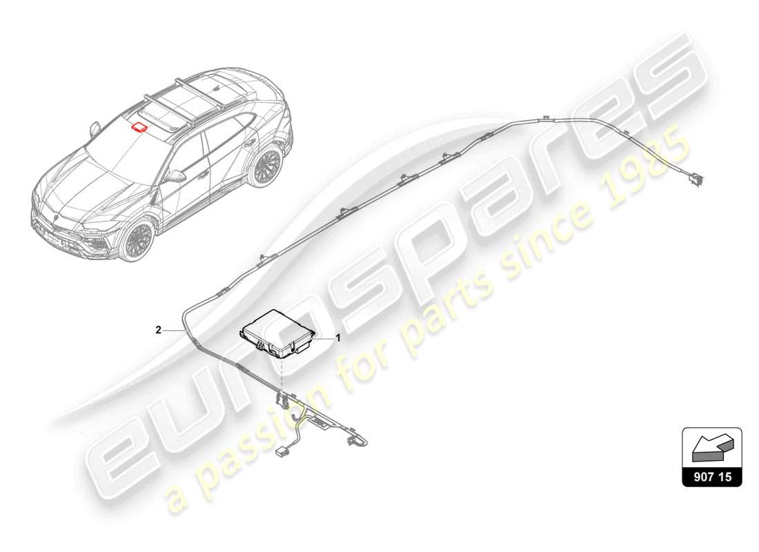 Lamborghini Urus (2019) CONTROL UNIT FOR ELECTRIC SLIDING SUNROOF CONTROLS Part Diagram