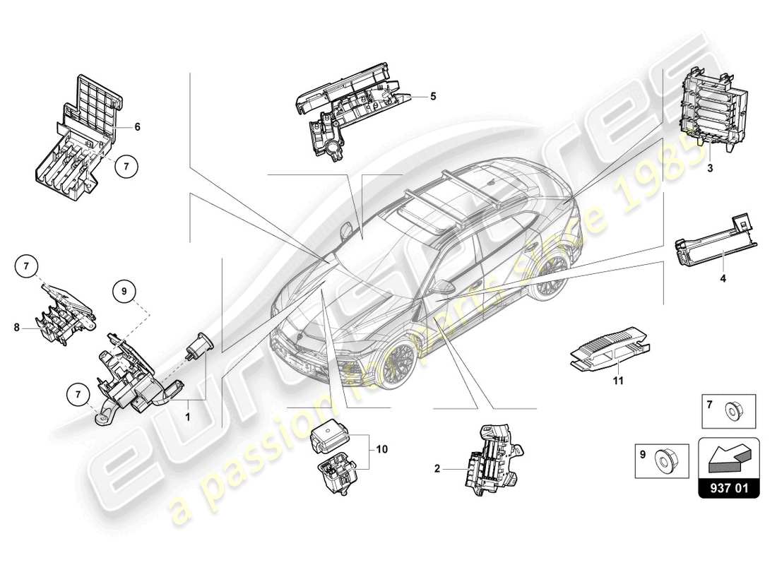 Lamborghini Urus (2019) FUSE BOX Part Diagram