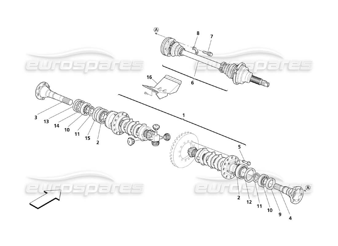 Maserati QTP. (2003) 4.2 Rear Differential And Axle Shafts Parts Diagram