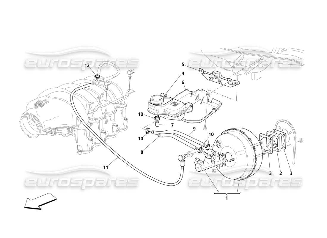 Maserati QTP. (2003) 4.2 Brake Booster System Parts Diagram