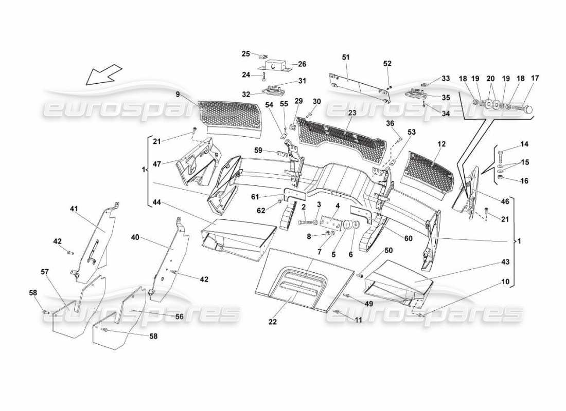 Lamborghini Murcielago LP670 Rear Bumpers Part Diagram