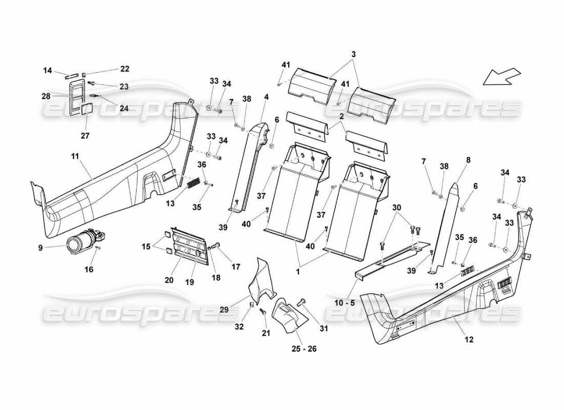 Lamborghini Murcielago LP670 Passenger Compartment Trims Part Diagram