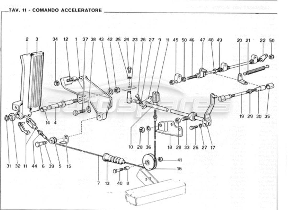 Ferrari 246 GT Series 1 throttle control Parts Diagram