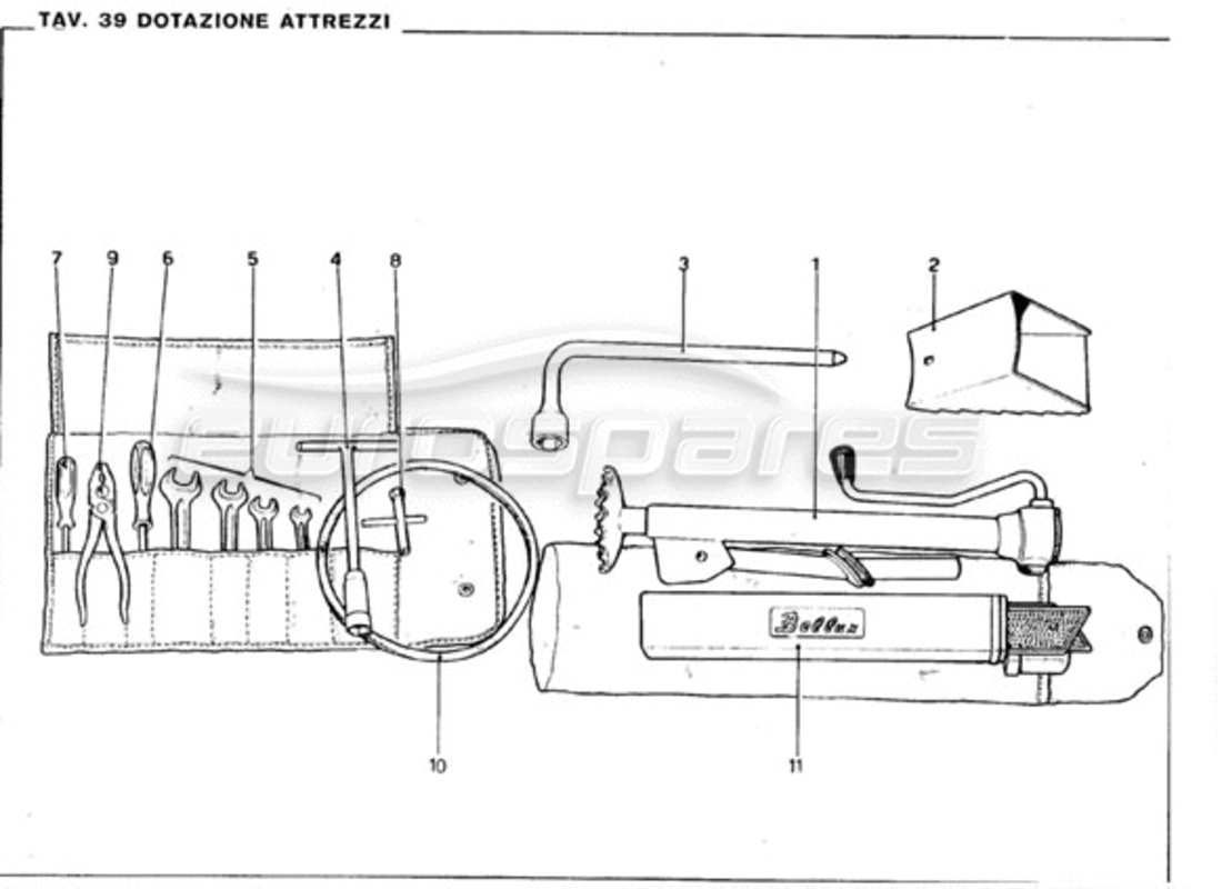 Ferrari 246 GT Series 1 TOOL KIT Parts Diagram