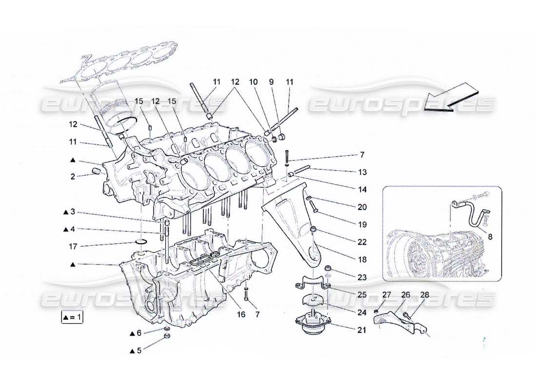 Maserati QTP. (2010) 4.2 crankcase Part Diagram