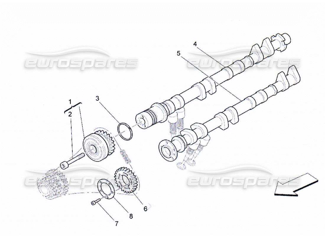 Maserati QTP. (2010) 4.2 lh cylinder head camshafts Part Diagram