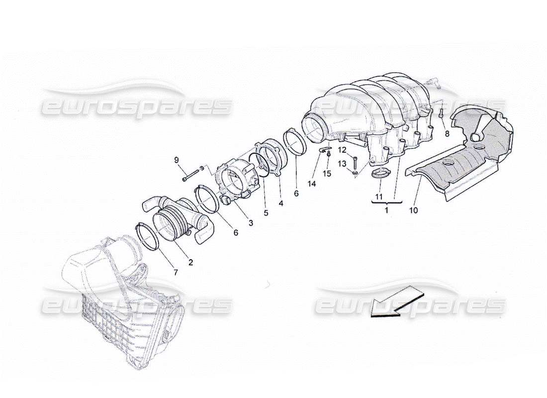 Maserati QTP. (2010) 4.2 intake manifold and throttle body Part Diagram