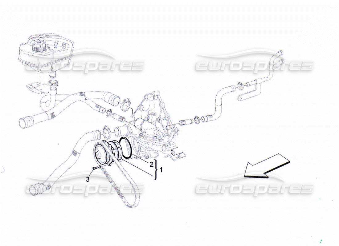 Maserati QTP. (2010) 4.2 cooling system: water pump Parts Diagram