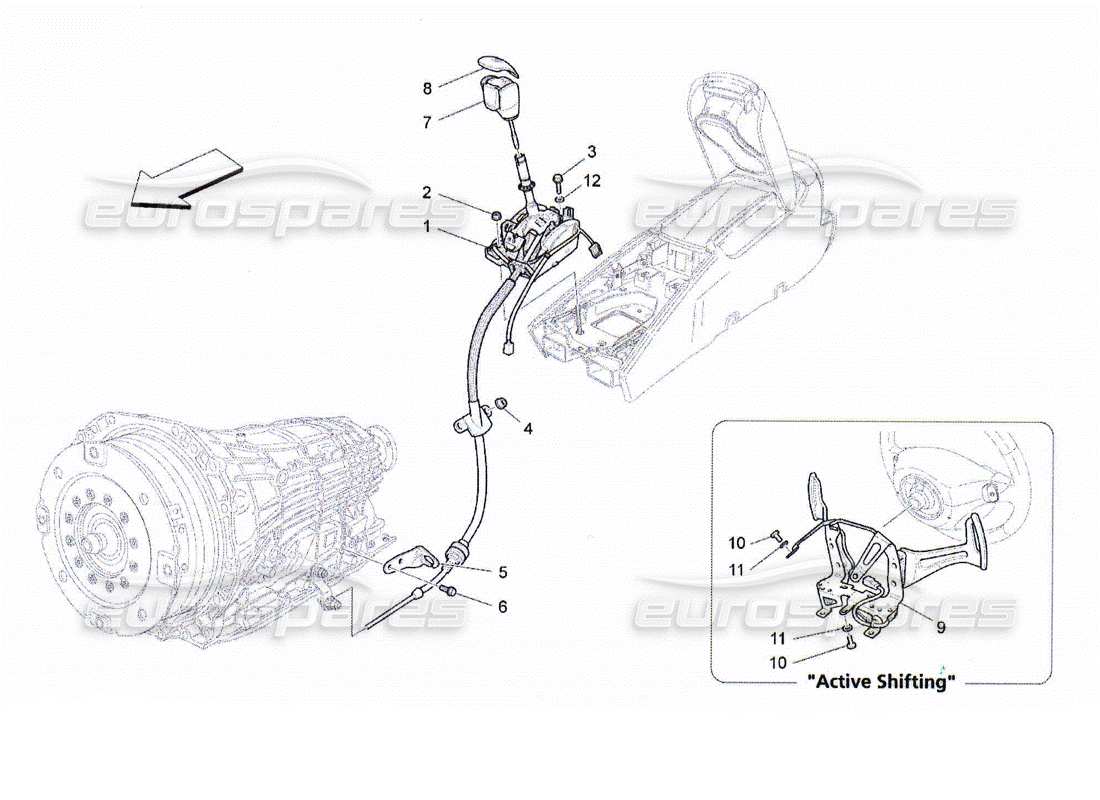 Maserati QTP. (2010) 4.2 driver controls for automatic gearbox Part Diagram